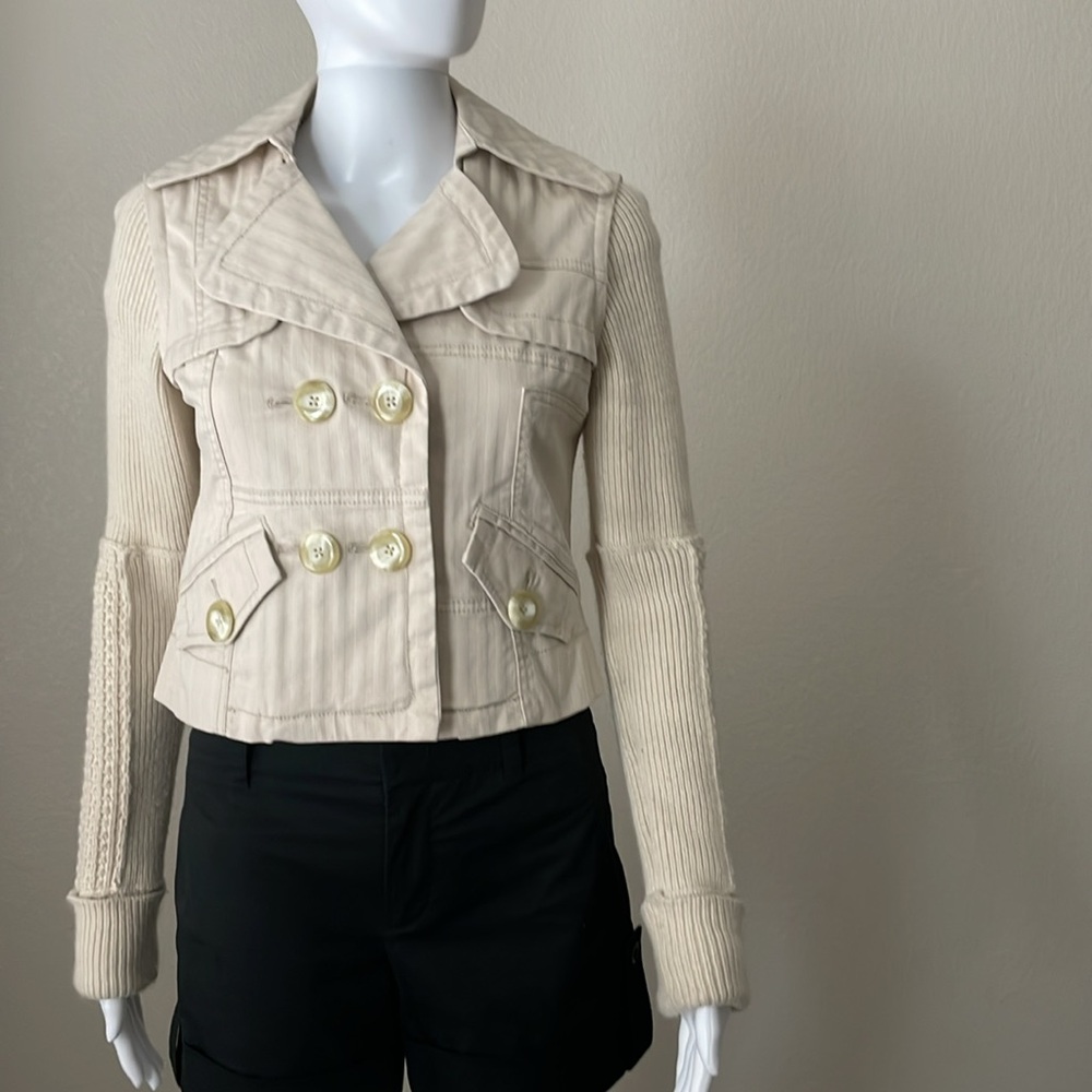 Anthropologies women’s cream color cropped jacket size-0